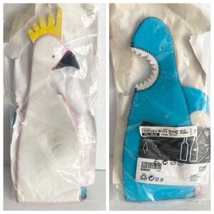 2 IKEA Sommarvind Wine bottle cover Summer 1 Shark 1 Chicken Cozy's Party NEW